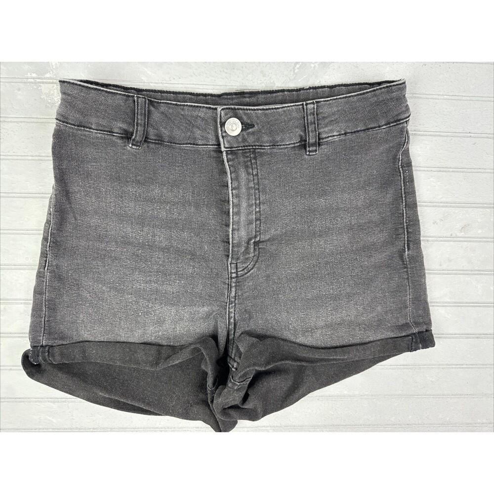 Divided By H&M Size 8 Womens Shorts Black Mid Rise Stretch Shortie Denim Jean